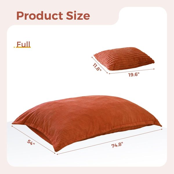 MAXYOYO Giant Bean Bag Chair with Pillow, 3 in 1 Convertible Bean Bag Chair | Removable Floor Cushion Stuffed Floor Lounger for Adults with Washable Cover, Lazy Chair for Living Room, Orange, Full