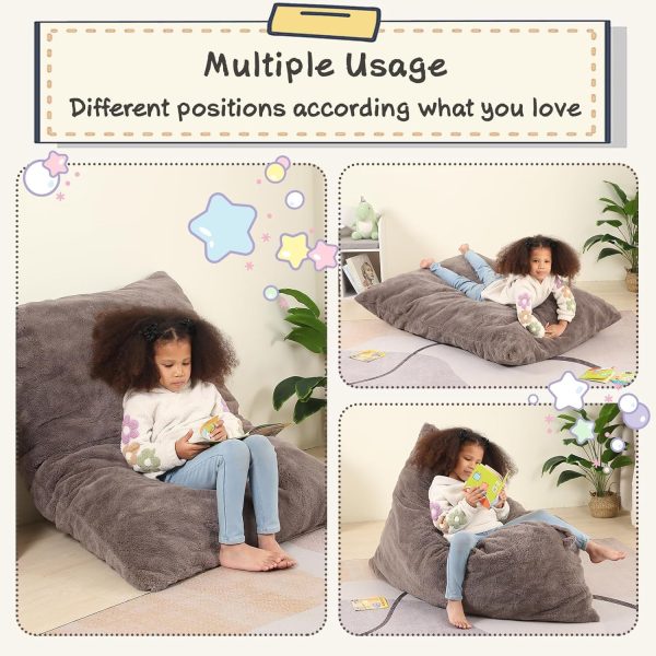 MOMCAYWEX 3-in-1 Kids Bean Bag Chair, Gaint Pillow Mattress for Kids, 35" x 50" x 10", Dark Brown