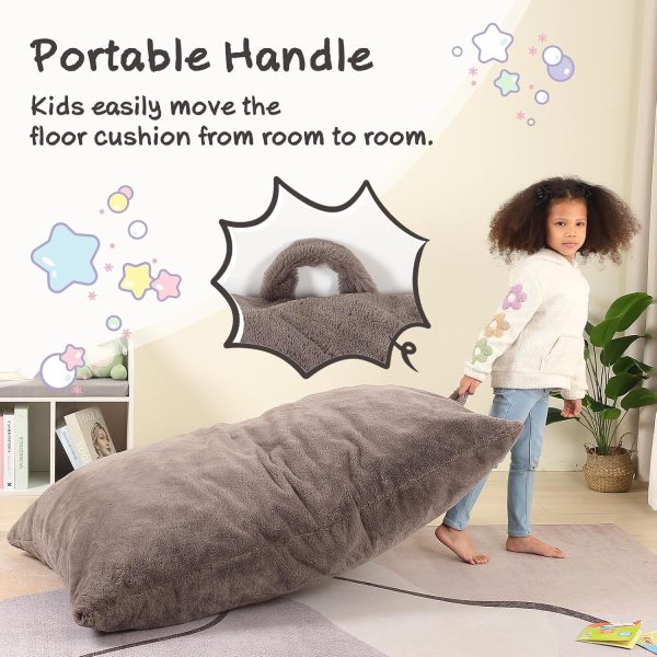 MOMCAYWEX 3-in-1 Kids Bean Bag Chair, Gaint Pillow Mattress for Kids, 35" x 50" x 10", Dark Brown