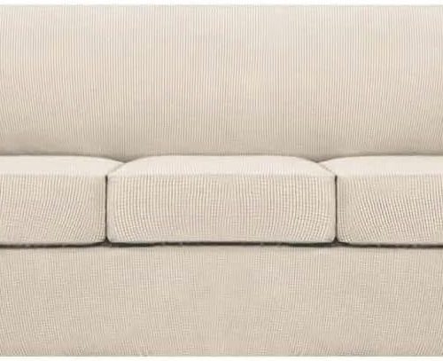 Turquoize 4 Piece Couch Cover Sofa Covers for 3 Cushion Couch Sofa Slipcovers Washable Sofa Cover for Dogs with Individual Couch Cushion Covers Feature Jacquard Fabric(3 Cushion Sofa, Biscotti Beige)