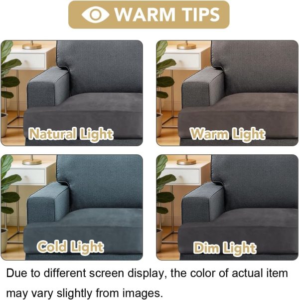H.VERSAILTEX Stretch Velvet 3 Piece T Cushion Sofa Slipcovers Individually Cushion Cover for 3 Cushion Couch Seat Cushion Covers for Sofa Seat Cushion Covers Stay in Place(Sofa, Grey)