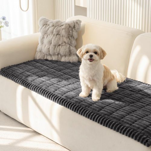 WF9831MAX_1 MEETSKY Couch Cover for Dogs, Washable Sofa Covers for 3 Cushion Couch, Non Slip Pet Couch Covers for Sofa, Soft Furniture Protector Against Fur Pet Friendly, Dark Grey, 27.6" x 70.9"