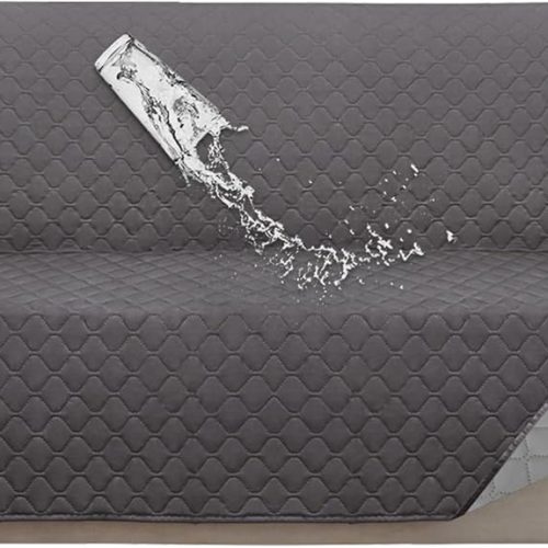 WF9849MAX_1 ISSUNTEX Double Protection 100% Waterproof Sofa Covers for Living Room, Couch Covers for 3 Cushion Couch Sofa, Reversible Furniture Protector Sofa Cover for Dogs, Pets, Kids (Sofa, Gray/Light Gray)