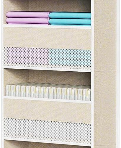Univivi 6-Shelf Over Door Hanging Organizer Fabric Baby Door Storage with 5 Extra Large Capacity Pockets Behind the Door Hanging Storage Organizers Easy Install Door Storage for Baby Essential (Beige)