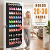 20-30 Pairs Over the Door Shoe Organizer, Breathable Pockets Hanging Shoe Storage for Closet, 10-Tier Door Shoes Rack, Handing Shoes Holder Fit All the Family's Sneakers, Boots, Heels, Black