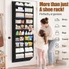 20-30 Pairs Over the Door Shoe Organizer, Breathable Pockets Hanging Shoe Storage for Closet, 10-Tier Door Shoes Rack, Handing Shoes Holder Fit All the Family's Sneakers, Boots, Heels, Black