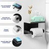 GLNLQ Matte Black Toilet Paper Holder with Shelf, Fits Mega Rolls Size | Adhesive or Screw-in, Waterproof and Rustproof Stainless Steel, Wall Mount Design, Modern Stylish Design, for Bathroom, RV