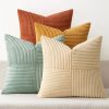 WFOOOO575YRM_1 MIULEE Fall Teal Orange Decorative Throw Pillow Covers 18x18 Inch Set of 4 Boho Corduroy Striped Cushion Cases Modern Farmhouse Patchwork Pillow Cases for Couch Sofa Bedroom Home Decor