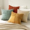 WFOOOO575YRM_4 MIULEE Fall Teal Orange Decorative Throw Pillow Covers 18x18 Inch Set of 4 Boho Corduroy Striped Cushion Cases Modern Farmhouse Patchwork Pillow Cases for Couch Sofa Bedroom Home Decor