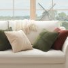 Topfinel Olive Green Decorative Throw Pillow Covers Set of 2 18x18 Inches for Couch Bed Sofa, Boho Aesthetic Home Decor, Soft Corduroy Striped Patchwork Windmill Textured Cushion Cases 45x45 cm