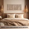 qmmp Modern Wooden Wall Sculptures - Set of 3 - Home Decor Accent - Large Wall Art for Living Room, Bedroom, Office - Easy Installation (Oak, Medium - Mountain and Sun)