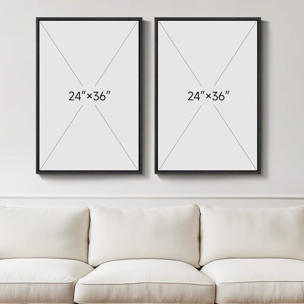 Large Framed Neutral Black Beige Abstract Wall Art for Living Room, 2 Piece Modern Canvas Prints Paintings Artwork for Walls, Minimalist Block Lines for Dining Room Bedroom Office Wall Decor 24x36 In