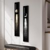 WFOOOO675YRM_2 Framed Vertical Moon Wall Art Set of 2, Modern Black White Gold Landscape Canvas Prints Artwork for Walls, Long Narrow Night Sea Pictures for Living Room Bedroom Dining Room Entryway Hallway Wall Decor
