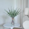 WFOOOO862YRM_2 17.5" Artificial Eucalyptus Stems in Glass Vase with Faux Water(Sage Green) | Realistic Fake Plants Faux Eucalyptus Leaves with Glass Vase, for Centerpiece Table Farmhouse Wedding Home Greenery Decor
