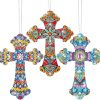 1 Faccito 3 Pcs Cross Diamond Art Painting Hanging Kit for Adult 9.84 x 7.09'' DIY 5d Crystal Cross Diamond Number Mandala Crosses Rhinestone Pendant Ornament for Halloween Religious Christians Gift