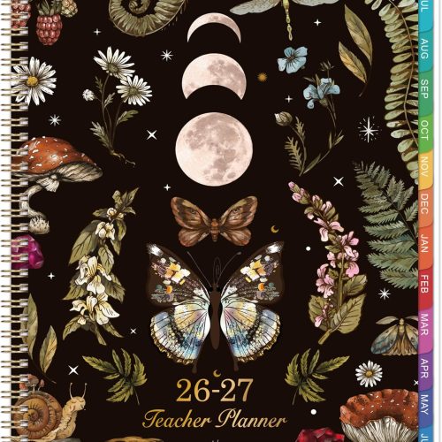 1 2026-2027 Teacher Planner, Lesson Planner 2026-2027, 8.5" x 11", July 2026 - Jun. 2027, Colorful Monthly Tabs, Inner Pocket