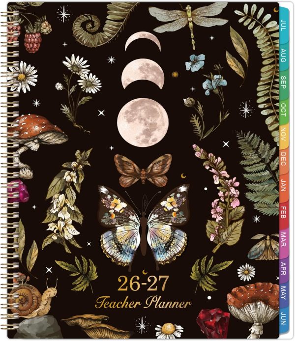 1 2026-2027 Teacher Planner, Lesson Planner 2026-2027, 8.5" x 11", July 2026 - Jun. 2027, Colorful Monthly Tabs, Inner Pocket
