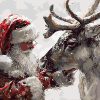 AREOPNMG Christmas Santa Claus Paint by Numbers Kit for Adults Beginner DIY Winter Elk Painting by Numbers Kits,with 3 Brushes and Acrylic Paint(Without Frame), Home Wall Decor 16 x 12 in