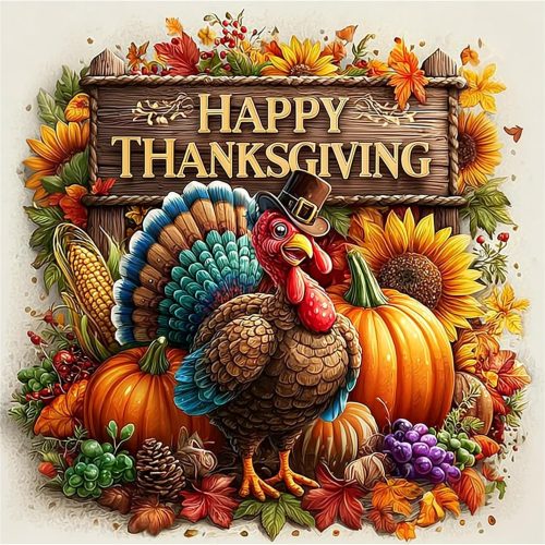 1 DIYDECORFUN Thanksgiving Turkey Diamond Painting Kits for Adults, 5D Fall Diamond Art Kits for Beginners, Full Round Drill Diamond Dot Painting Gem Art Kits,Home Wall Decor 13.8x13.8 Inch