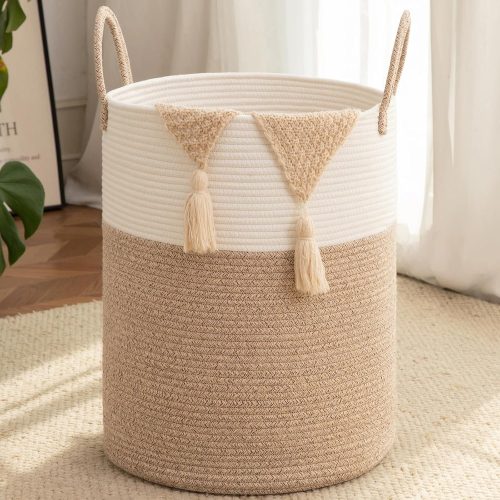 1 60L Nursery Hamper Laundry Basket Laundry Hamper Brown/White