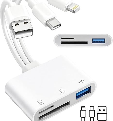 3 in 1 Lightning & USB C&USB-A 3.0 Memory SD Card Reader for iPhone