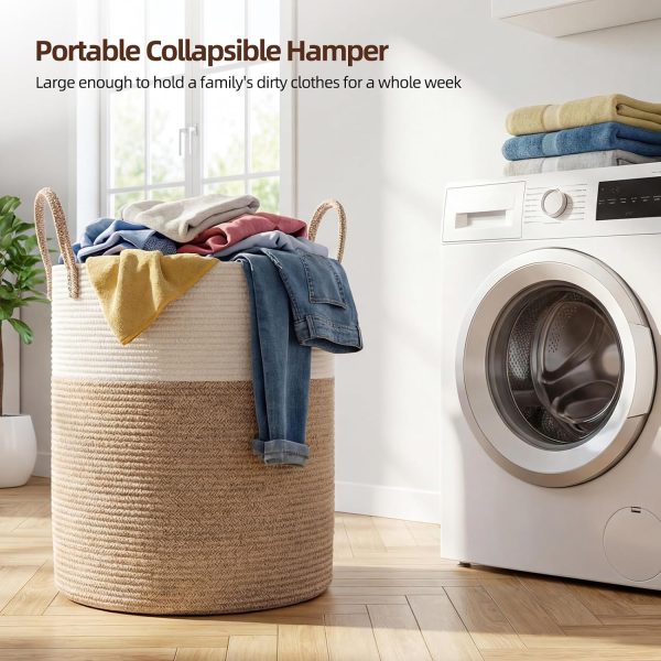 60L Nursery Hamper Laundry Basket Laundry Hamper Brown/White