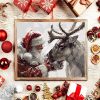 AREOPNMG Christmas Santa Claus Paint by Numbers Kit for Adults Beginner DIY Winter Elk Painting by Numbers Kits,with 3 Brushes and Acrylic Paint(Without Frame), Home Wall Decor 16 x 12 in