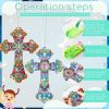 2 Faccito 3 Pcs Cross Diamond Art Painting Hanging Kit for Adult 9.84 x 7.09'' DIY 5d Crystal Cross Diamond Number Mandala Crosses Rhinestone Pendant Ornament for Halloween Religious Christians Gift