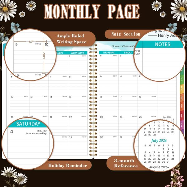 3 2026-2027 Teacher Planner, Lesson Planner 2026-2027, 8.5" x 11", July 2026 - Jun. 2027, Colorful Monthly Tabs, Inner Pocket