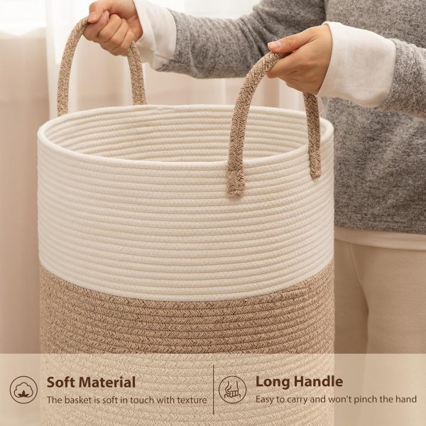 60L Nursery Hamper Laundry Basket Laundry Hamper Brown/White