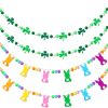 4 Pcs St. Patrick's Day Easter Banner Decor St. Patrick's Day Felt Garland Easter Garland Bunny Shamrock Clover Hanging Banner for Party Mantle Home Supplies