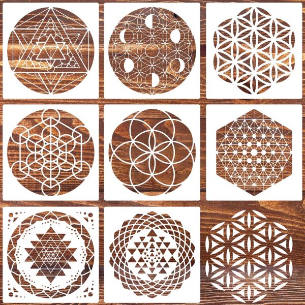 Sacred Geometry Stencil 8inch Metatron's Cube/The Flower of Life Stencils | Reusable Stencils for Crafts Drawing Templates for Wall Canvas Paper Art Crafts