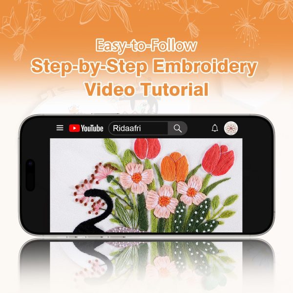 Embroidery Kit for Beginners, Adult Stamped Kits with Cat Floral Patterns | DIY Starter Kit Hand Cross Stitch Set Includes Hoop Needles Floss Step-by-Step Video Tutorial, Complete Sewing Craft Supplies