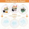 Embroidery Kit for Beginners, Adult Stamped Kits with Cat Floral Patterns | DIY Starter Kit Hand Cross Stitch Set Includes Hoop Needles Floss Step-by-Step Video Tutorial, Complete Sewing Craft Supplies