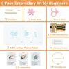 Embroidery Kit for Beginners, Adult Stamped Kits with Cat Floral Patterns | DIY Starter Kit Hand Cross Stitch Set Includes Hoop Needles Floss Step-by-Step Video Tutorial, Complete Sewing Craft Supplies
