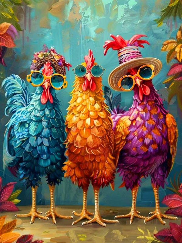 ijbnhd Chicken Diamond Art Kits for Adults Diamond Painting Kits 12x16inch | 5D Chicken Diamond Painting Kits for Adults, Round Full Drill Gem Art Kits for Beginners DIY Chickens for Wall Decor