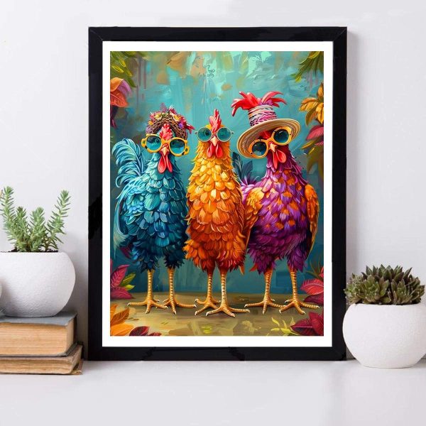 ijbnhd Chicken Diamond Art Kits for Adults Diamond Painting Kits 12x16inch | 5D Chicken Diamond Painting Kits for Adults, Round Full Drill Gem Art Kits for Beginners DIY Chickens for Wall Decor