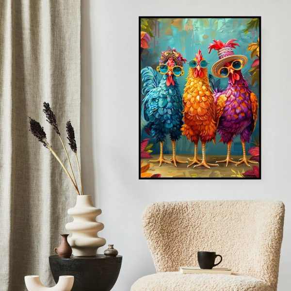 ijbnhd Chicken Diamond Art Kits for Adults Diamond Painting Kits 12x16inch | 5D Chicken Diamond Painting Kits for Adults, Round Full Drill Gem Art Kits for Beginners DIY Chickens for Wall Decor