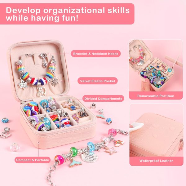 CT0404-BN-43GT_2 ELLENER Bracelet Making Kit, Girl Gifts Age 5 6 7 8 9 10 with Portable Jewelry Box,Jewelry Making Kit for Girls 8-12 that Cute&Sparkling to Inspire Creativity and Self-Expression,Great Value