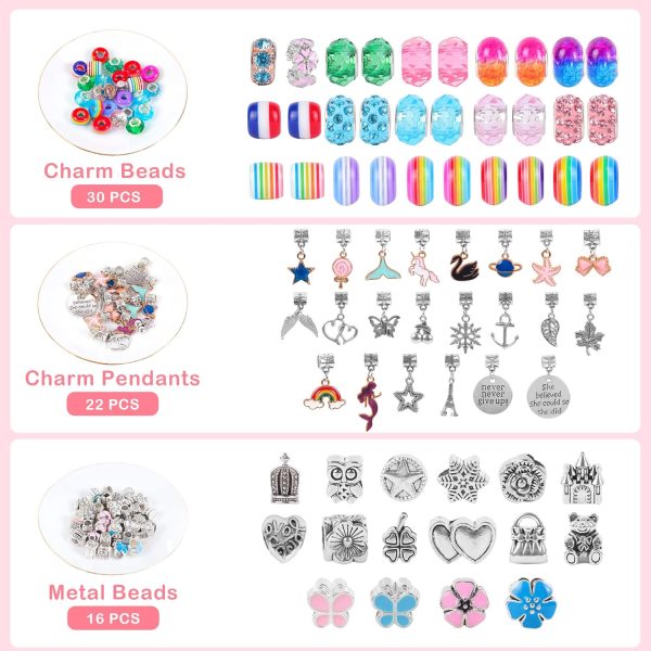 CT0404-BN-43GT_3 ELLENER Bracelet Making Kit, Girl Gifts Age 5 6 7 8 9 10 with Portable Jewelry Box,Jewelry Making Kit for Girls 8-12 that Cute&Sparkling to Inspire Creativity and Self-Expression,Great Value