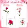 CT0404-BR-28GT_2 Hotop 20 Pcs Artificial Lily and Rose Flower Bouquet with Long Stem Realistic Silk Fake Floral Arrangement Gift for Mother Day Bridal Wedding Table Centerpiece(Pink & Red)