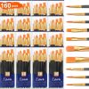 CT0408-PB-04GT_1 ESRICH Acrylic Paint Brushes Set, 16Packs/160Pcs, Nylon Brush Head, Suitable for Acrylic,Oil,Watercolor,Rock Body Face Nail Art,Perfect Suit of Art Painting,Best Gift for Kids Adult Drawing(Black)