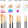 CT0408-PB-04GT_2 ESRICH Acrylic Paint Brushes Set, 16Packs/160Pcs, Nylon Brush Head, Suitable for Acrylic,Oil,Watercolor,Rock Body Face Nail Art,Perfect Suit of Art Painting,Best Gift for Kids Adult Drawing(Black)