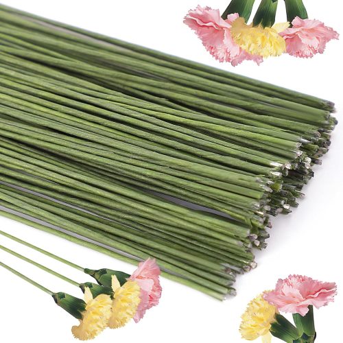 130 Pack Floral Wire Stems, 18 Gauge Green Florist Wire, 14 Inch | Iron Wire, Flexible And Easy To Bend, Pre-Cut Stems For Bouquets, Wreaths, Floral Arrangements And Diy Crafts