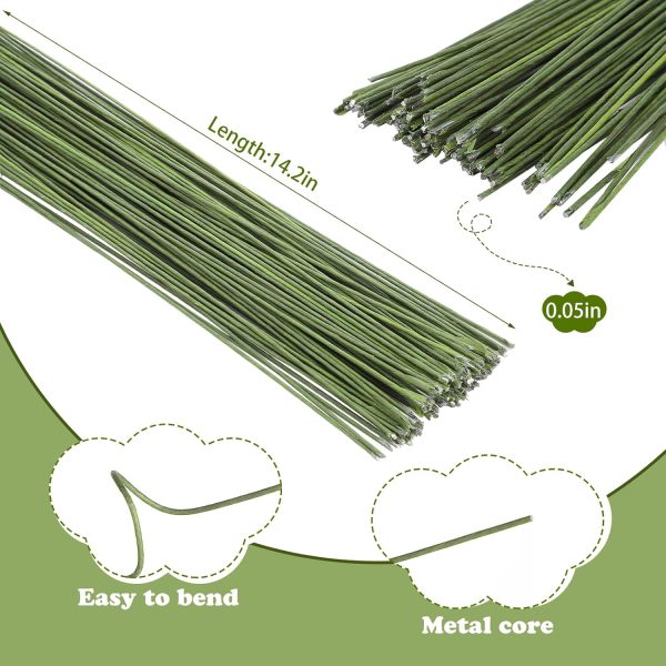 CT0412-WR-22GT_2 130 Pack Floral Wire Stems, 18 Gauge Green Florist Wire, 14 Inch | Iron Wire, Flexible And Easy To Bend, Pre-Cut Stems For Bouquets, Wreaths, Floral Arrangements And Diy Crafts
