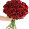 Tifuly 12Pcs Roses Realistic Long Stem Fake Silk Artificial Flowers Red | Realistic Long Stem Fake Roses Faux Silk Flowers for DIY Bouquets Wedding Centerpieces Arrangements Home Party Decor Burgundy
