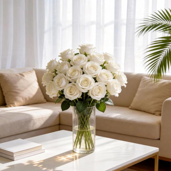 15PCS Artificial Flowers Fake Roses, Silk Artificial Ivory White Roses with Stems Realistic Bouquets for Wedding Centerpiece Valentines Day Decorations Home Decor Party Crafts DIY