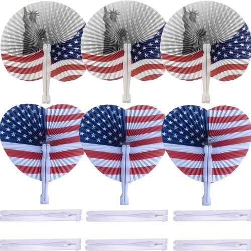 20 Pack 4th of July Patriotic Decorations Paper Fans | Folding Hand Fans,American Fourth of July Memorial Day Independence Day Veterans Day Party Decor Supplies