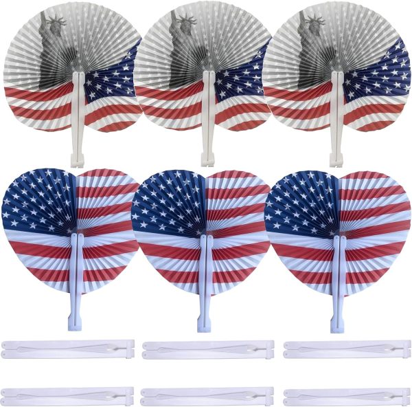 20 Pack 4th of July Patriotic Decorations Paper Fans | Folding Hand Fans,American Fourth of July Memorial Day Independence Day Veterans Day Party Decor Supplies