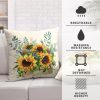 Sunflower Pillow Covers Spring Summer Floral Throw Pillow Covers Set of 2 Sunflowers with Eucalyptus Leaves Farmhouse Pillow Case 18x18 for Sofa Car Patio, Cotton Linen